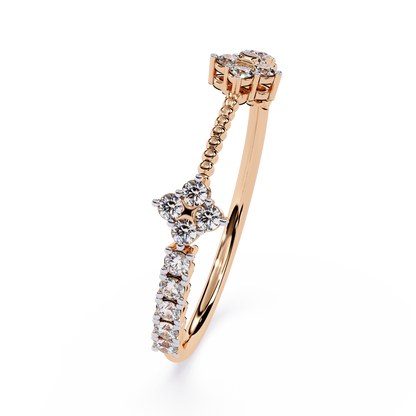 Floral Diamond Stackable Ring | Lab Grown Diamond Half Eternity Ring | Beaded Diamond Band -Lustraa’s Floral Ring