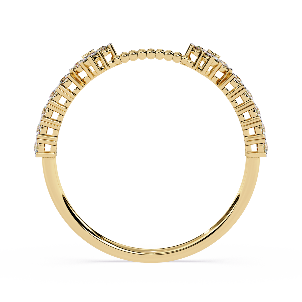 Floral Diamond Ring – Lab Grown Half Eternity Stackable Beaded Diamond Band -Lustraa’s Floral Ring