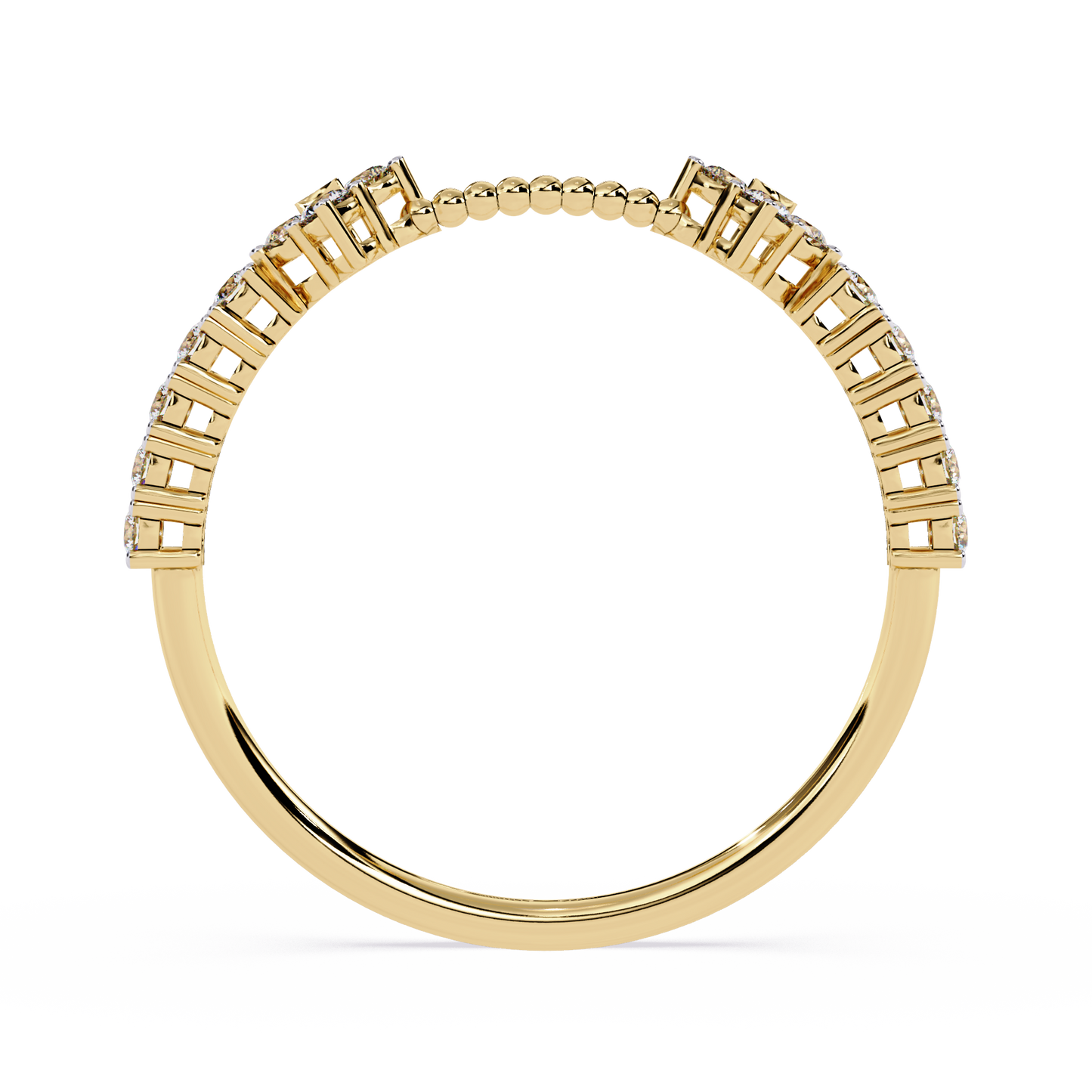Floral Diamond Stackable Ring | Lab Grown Diamond Half Eternity Ring | Beaded Diamond Band -Lustraa’s Floral Ring