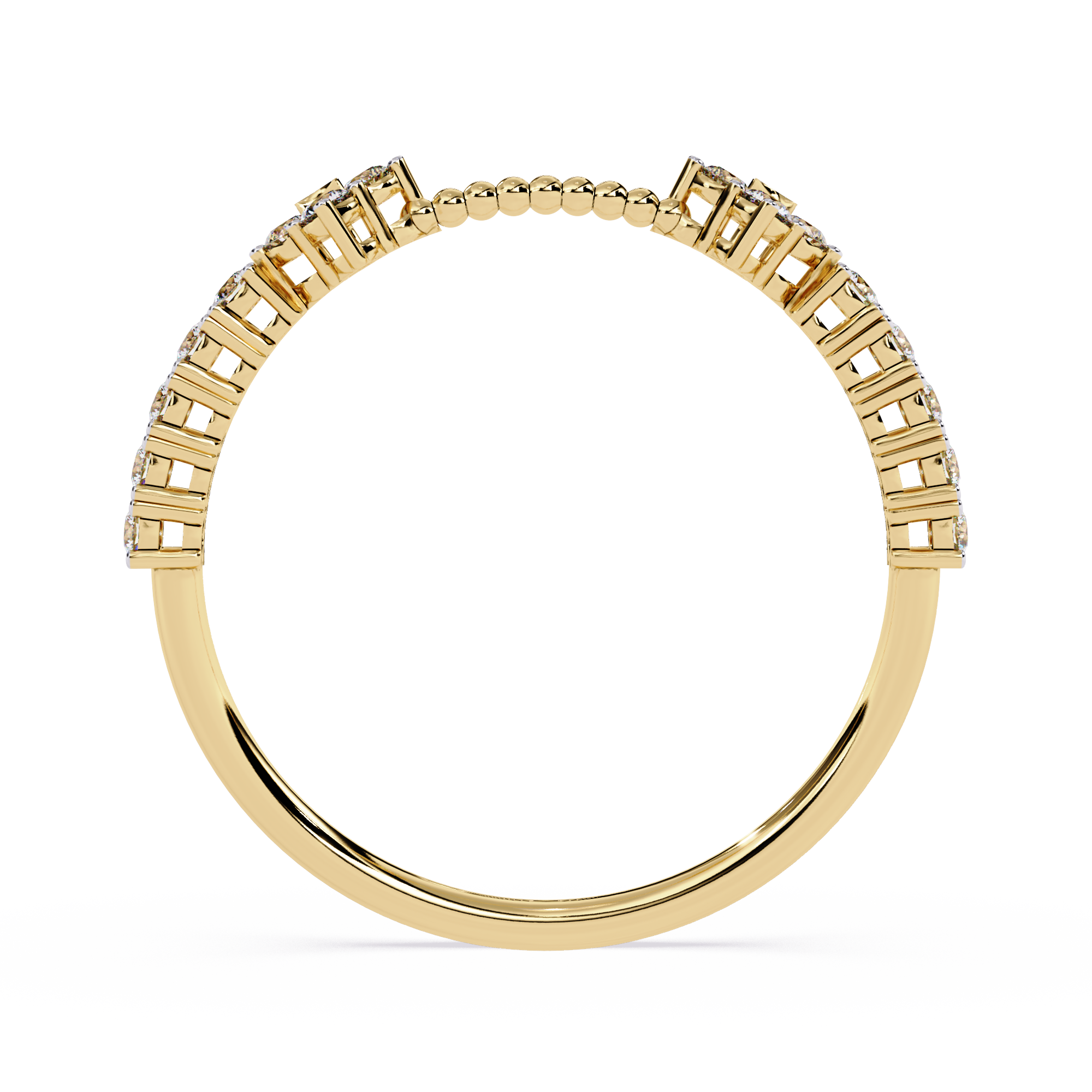 Floral Diamond Ring – Lab Grown Half Eternity Stackable Beaded Diamond Band -Lustraa’s Floral Ring