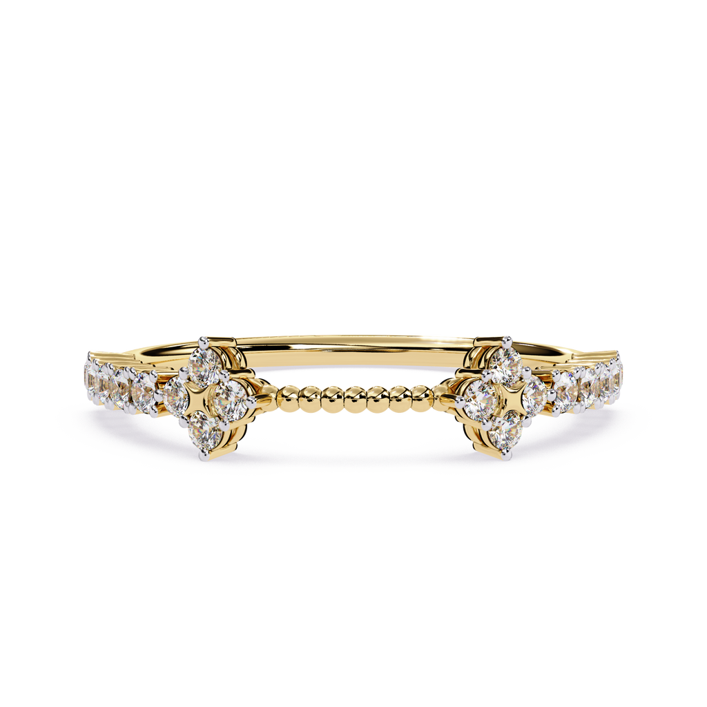 Floral Diamond Ring – Lab Grown Half Eternity Stackable Beaded Diamond Band -Lustraa’s Floral Ring