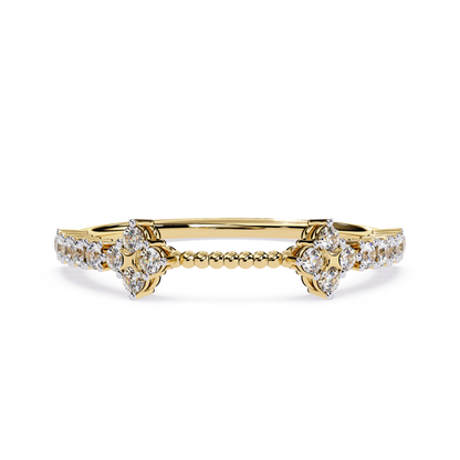 Floral Diamond Stackable Ring | Lab Grown Diamond Half Eternity Ring | Beaded Diamond Band -Lustraa’s Floral Ring
