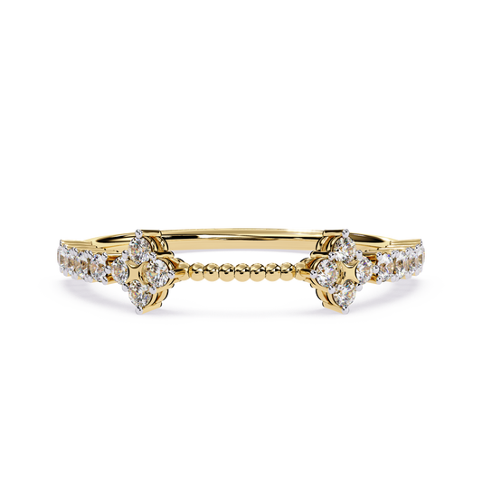 Floral Diamond Stackable Ring | Lab Grown Diamond Half Eternity Ring | Beaded Diamond Band -Lustraa’s Floral Ring