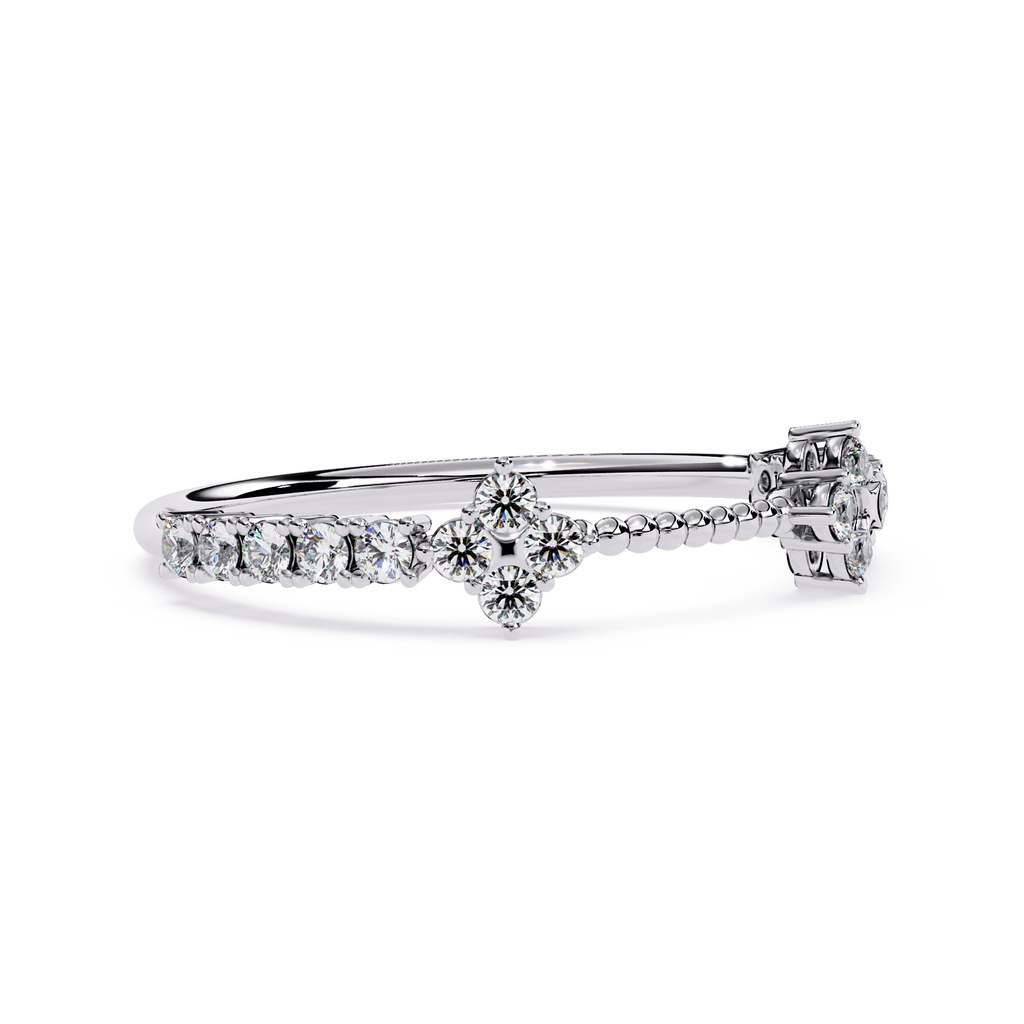 Floral Diamond Ring – Lab Grown Half Eternity Stackable Beaded Diamond Band -Lustraa’s Floral Ring
