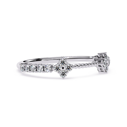 Floral Diamond Stackable Ring | Lab Grown Diamond Half Eternity Ring | Beaded Diamond Band -Lustraa’s Floral Ring