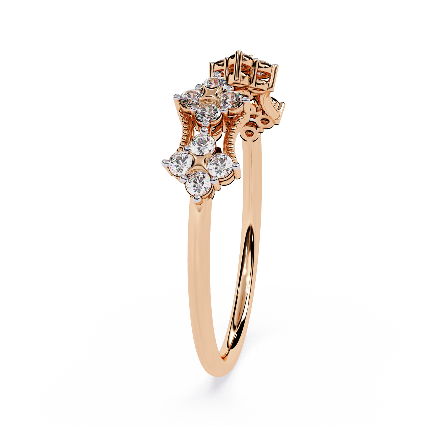 Floral Open Diamond Ring | Lab Grown Diamond Vintage Inspired Statement Ring | Unique Adjustable Diamond Ring -Lustraa’s Floral Ring