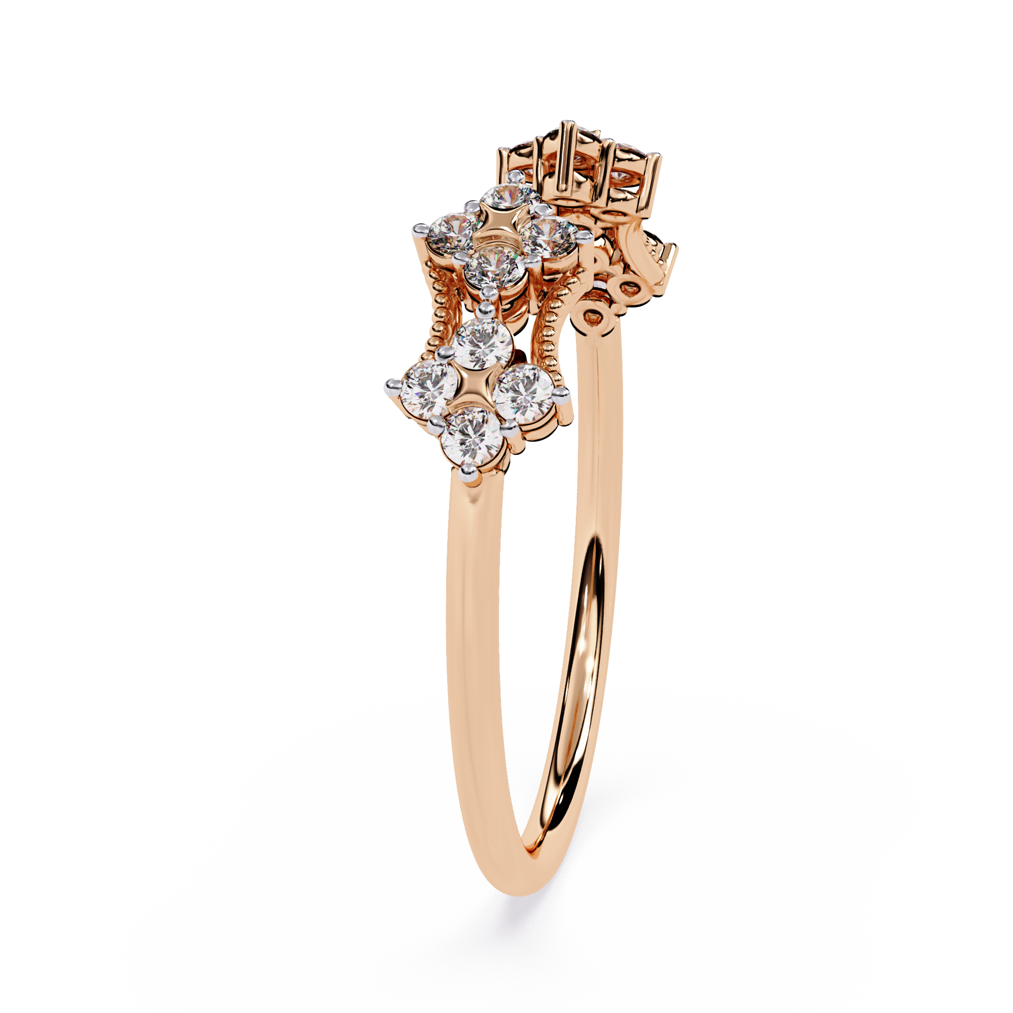 Floral Diamond Ring – Lab Grown Open Vintage Inspired Statement Adjustable Unique Diamond Ring – Lustraa’s Floral Ring