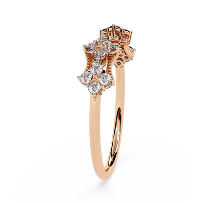 Floral Open Diamond Ring | Lab Grown Diamond Vintage Inspired Statement Ring | Unique Adjustable Diamond Ring -Lustraa’s Floral Ring