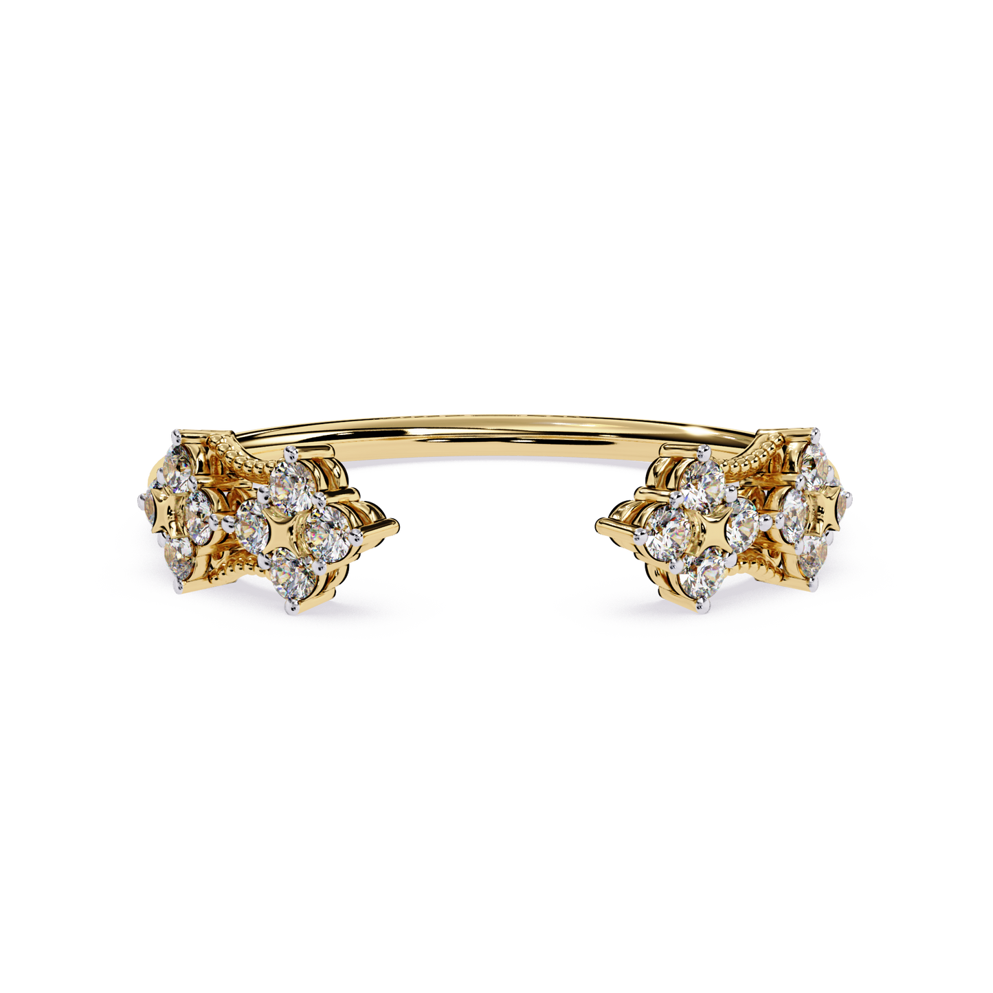 Floral Open Diamond Ring | Lab Grown Diamond Vintage Inspired Statement Ring | Unique Adjustable Diamond Ring -Lustraa’s Floral Ring