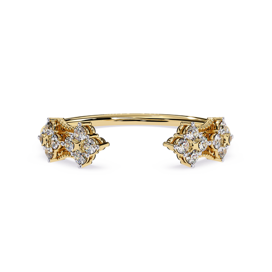 Floral Open Diamond Ring | Lab Grown Diamond Vintage Inspired Statement Ring | Unique Adjustable Diamond Ring -Lustraa’s Floral Ring