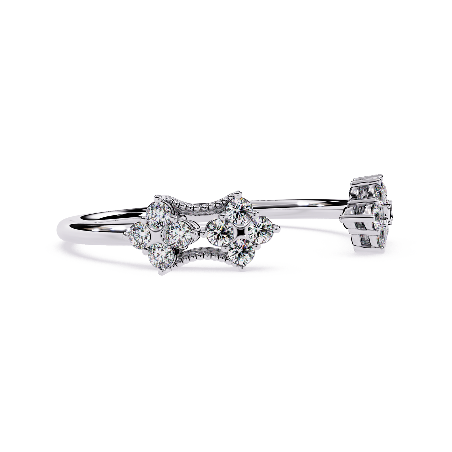 Floral Open Diamond Ring | Lab Grown Diamond Vintage Inspired Statement Ring | Unique Adjustable Diamond Ring -Lustraa’s Floral Ring