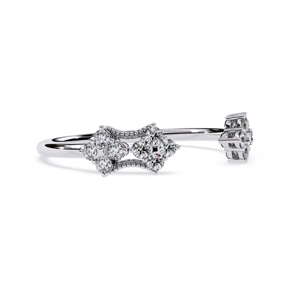 Floral Open Diamond Ring | Lab Grown Diamond Vintage Inspired Statement Ring | Unique Adjustable Diamond Ring -Lustraa’s Floral Ring