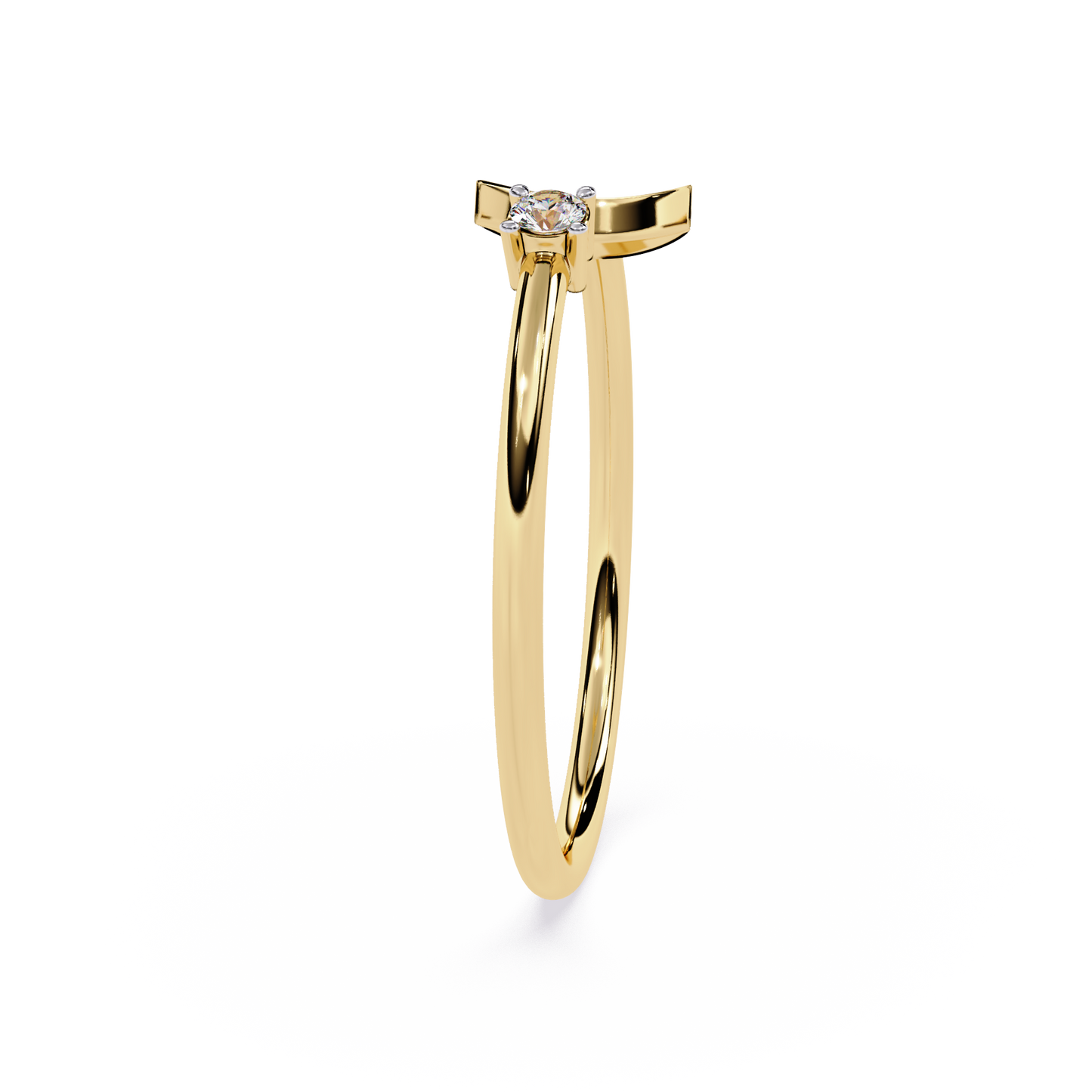 Crescent Moon Diamond Open Ring | Minimalist Adjustable Diamond Ring | Lab Grown Diamond Ring - Lustraa’s Celestial Ring