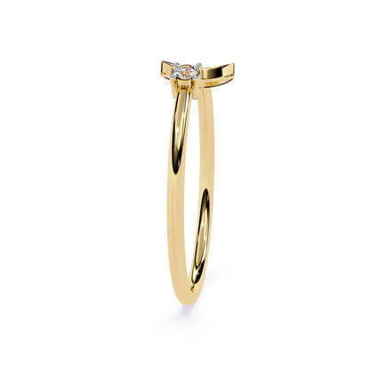 Crescent Moon Diamond Open Ring | Minimalist Adjustable Diamond Ring | Lab Grown Diamond Ring - Lustraa’s Celestial Ring