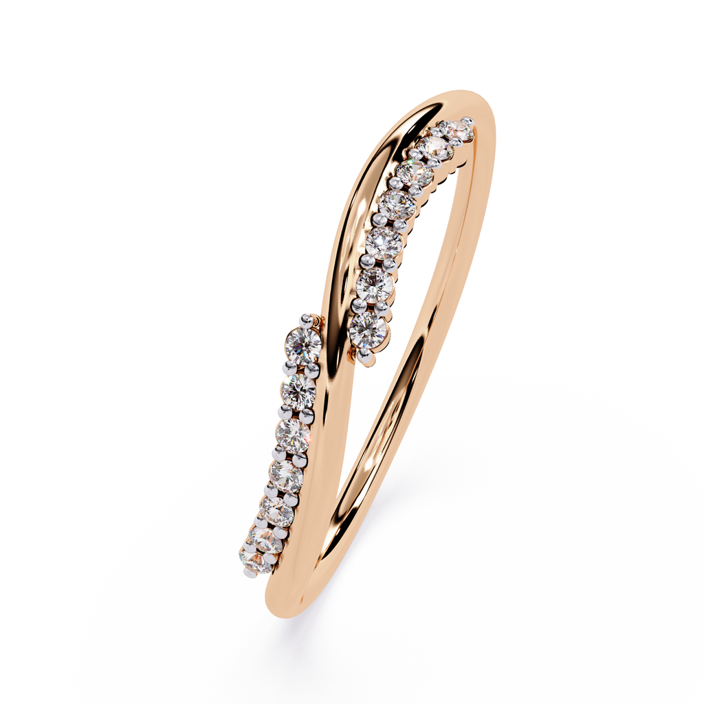 Diamond Ring – Minimalist Curved Statement Dainty Crossover Design for Women – Lustraa’s Minimalist Ring