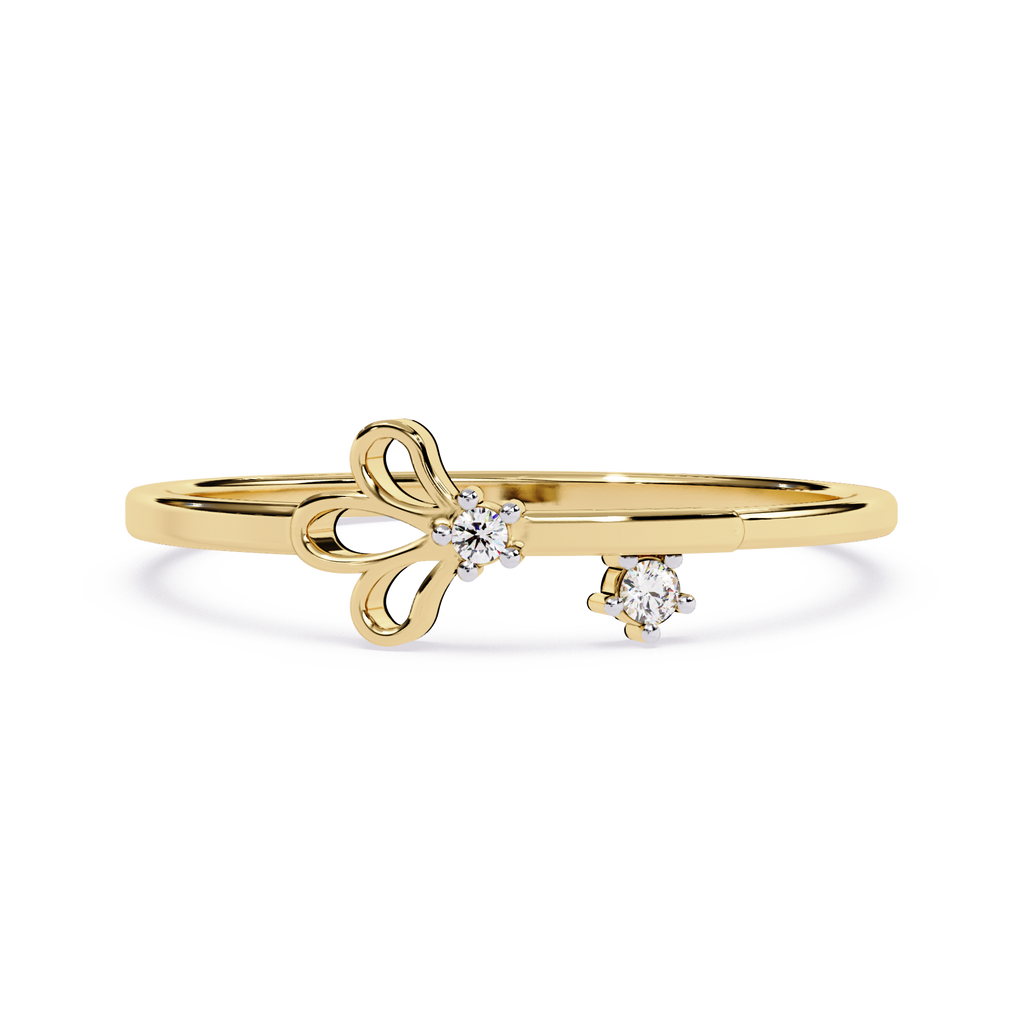 Floral Diamond Ring – Elegant Lightweight Gold Ring for Daily Wear - Lustraa’s Floral Ring