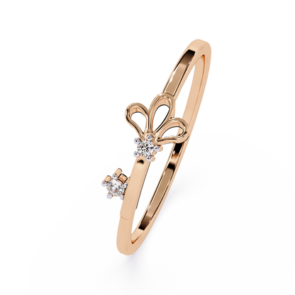 Floral Motif Diamond Ring– Elegant & Lightweight Gold Ring for Daily Wear -Lustraa’s Floral Ring