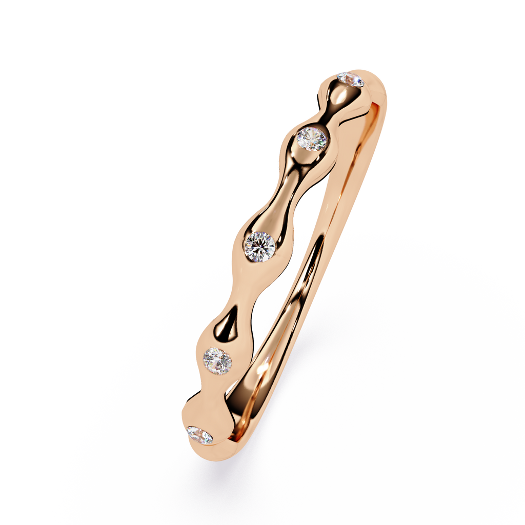 Diamond Ring – Wavy Minimalist Textured Modern Band Promise Ring – Lustraa’s Minimalist Ring