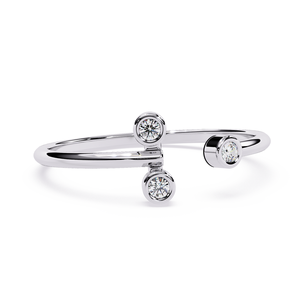 Modern Triple Bezel Diamond Ring– Contemporary Open Style Ring – Open Band Statement Ring - Lustraa’s Open Band Ring