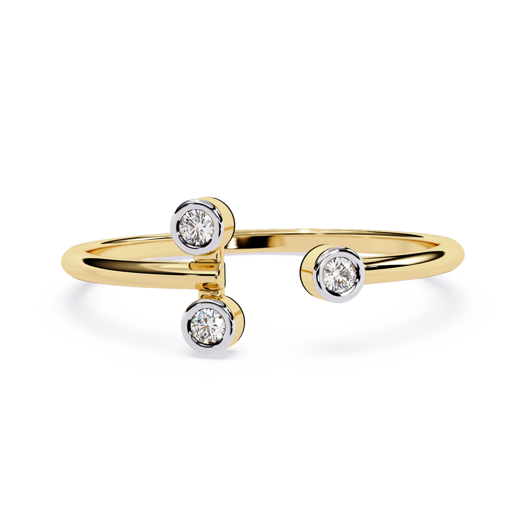 Modern Triple Bezel Diamond Ring– Contemporary Open Style Ring – Open Band Statement Ring - Lustraa’s Open Band Ring