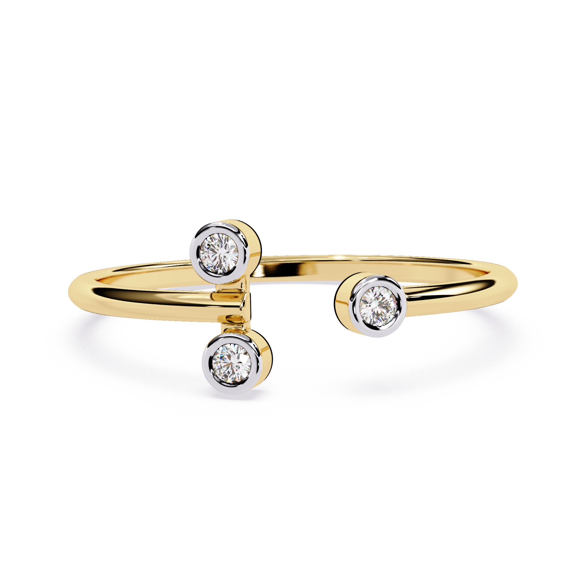 Modern Triple Bezel Diamond Ring– Contemporary Open Style Ring – Open Band Statement Ring - Lustraa’s Open Band Ring