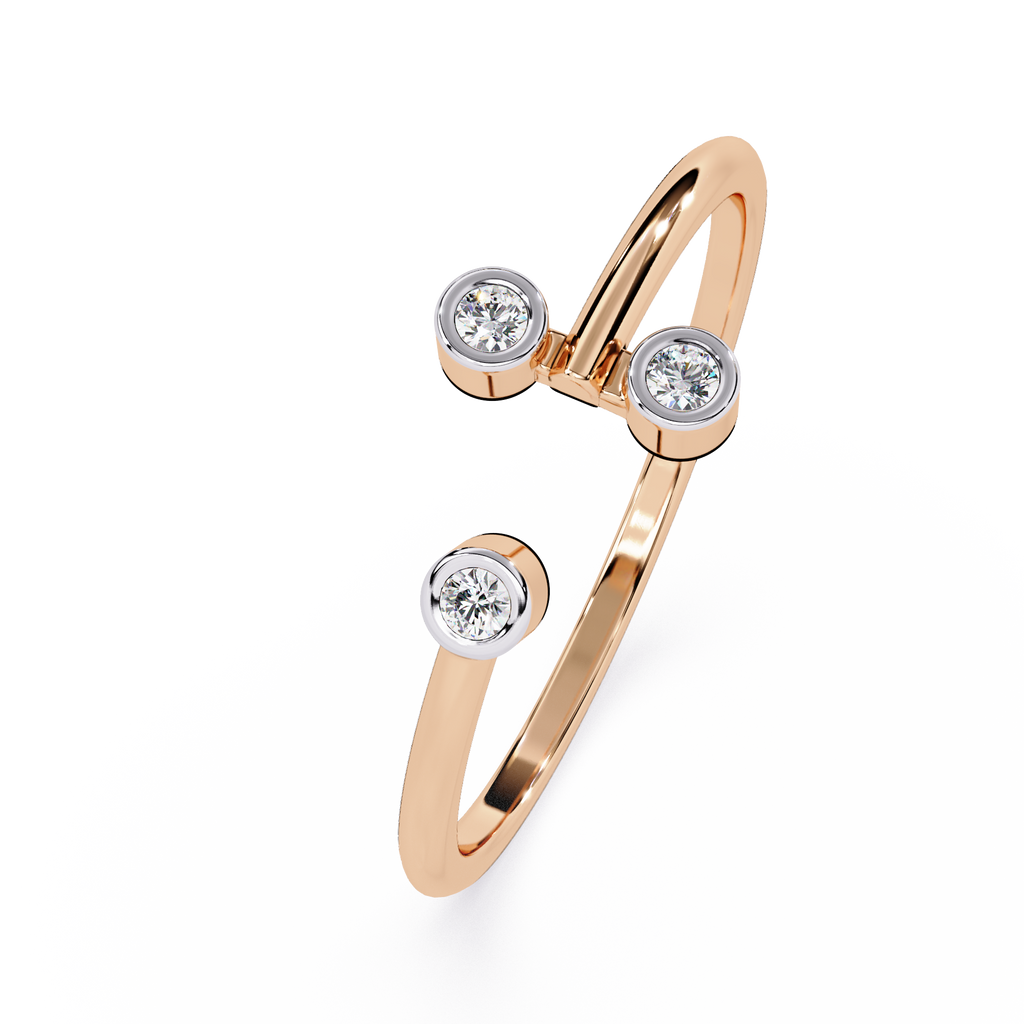 Modern Triple Bezel Diamond Ring– Contemporary Open Style Ring – Open Band Statement Ring - Lustraa’s Open Band Ring