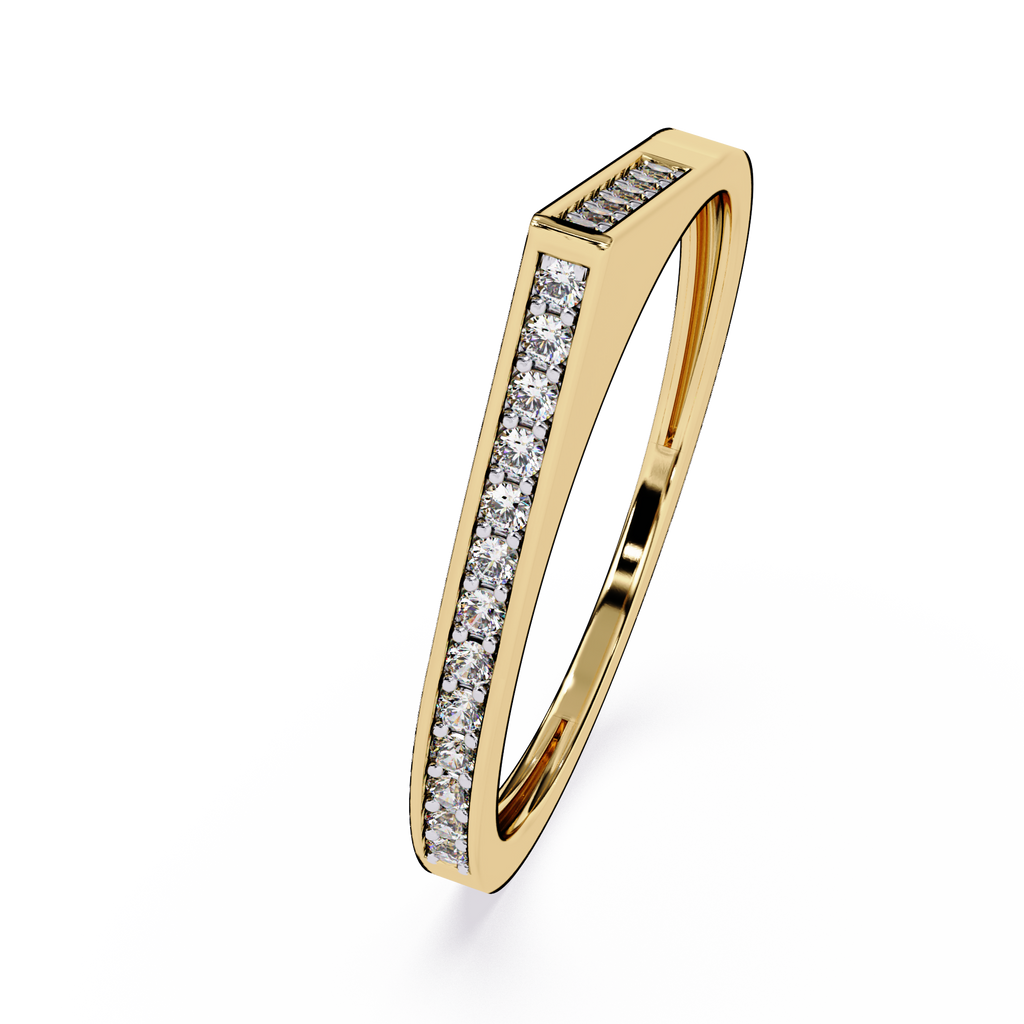 Contemporary V-Shaped Pavé Sleek Geometric Stackable Band - Lustraa’s Minimalist Ring
