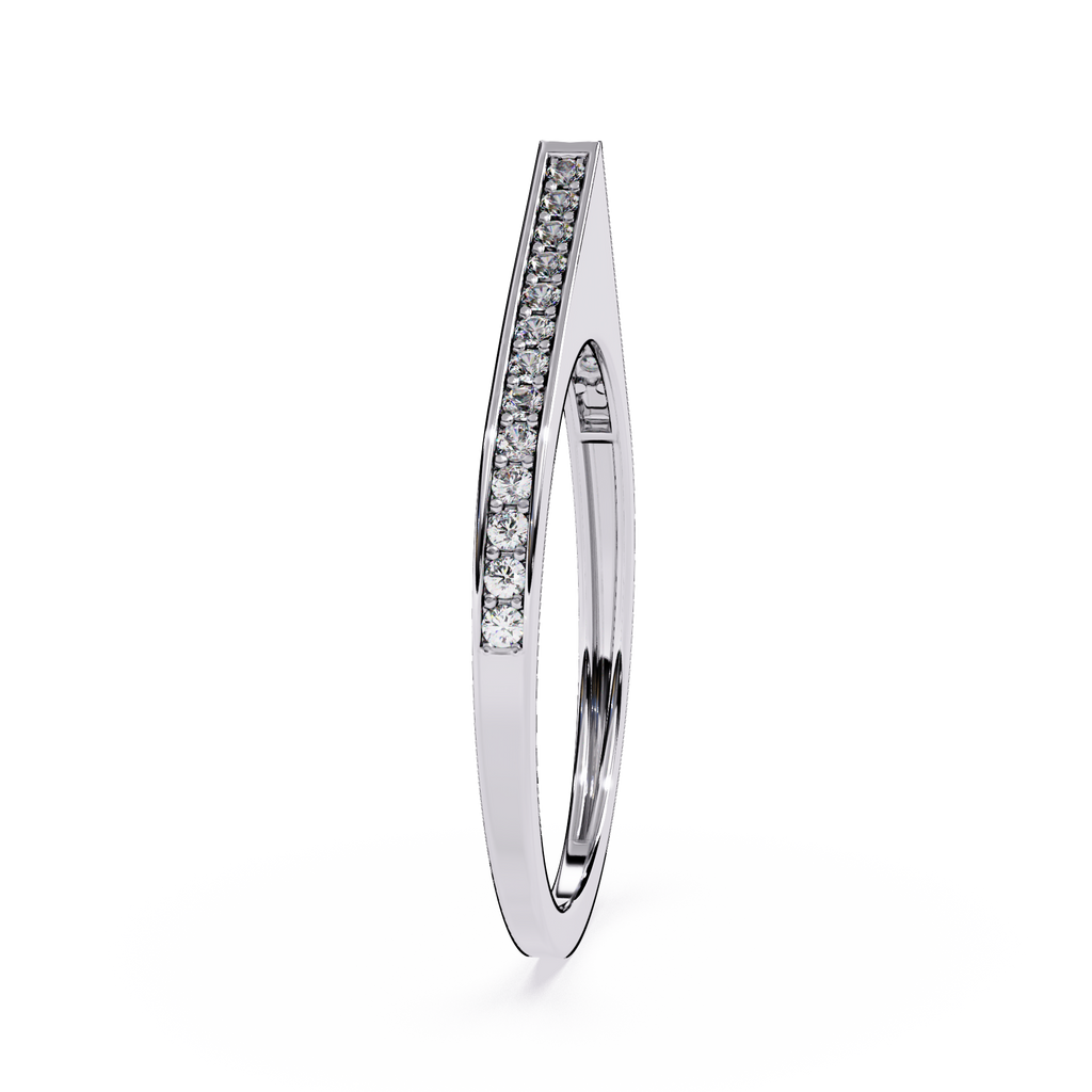 Contemporary V-Shaped Pavé Sleek Geometric Stackable Band - Lustraa’s Minimalist Ring