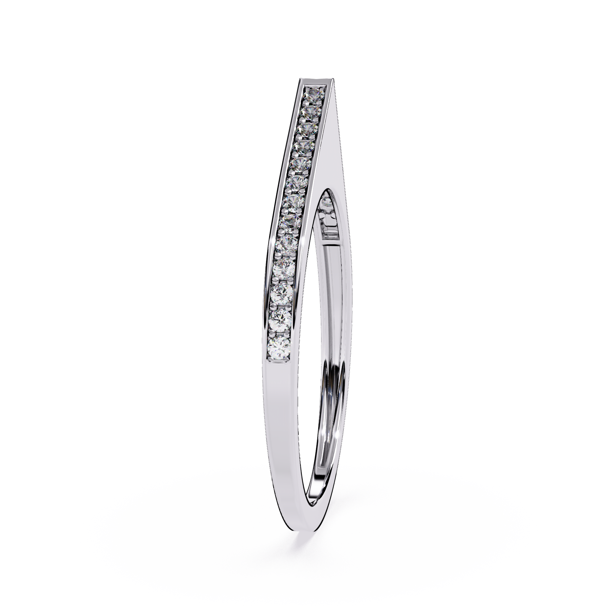 Contemporary V-Shaped Pavé Sleek Geometric Stackable Band - Lustraa’s Minimalist Ring