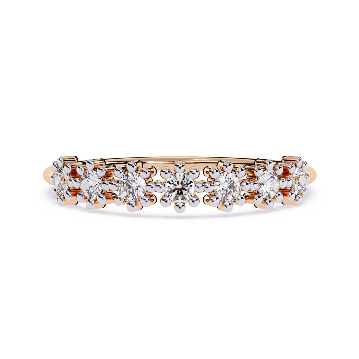 Floral Cluster Diamond Ring– Elegant Flower Design Band -Half Eternity Floral Design -Lustraa’s Floral Ring