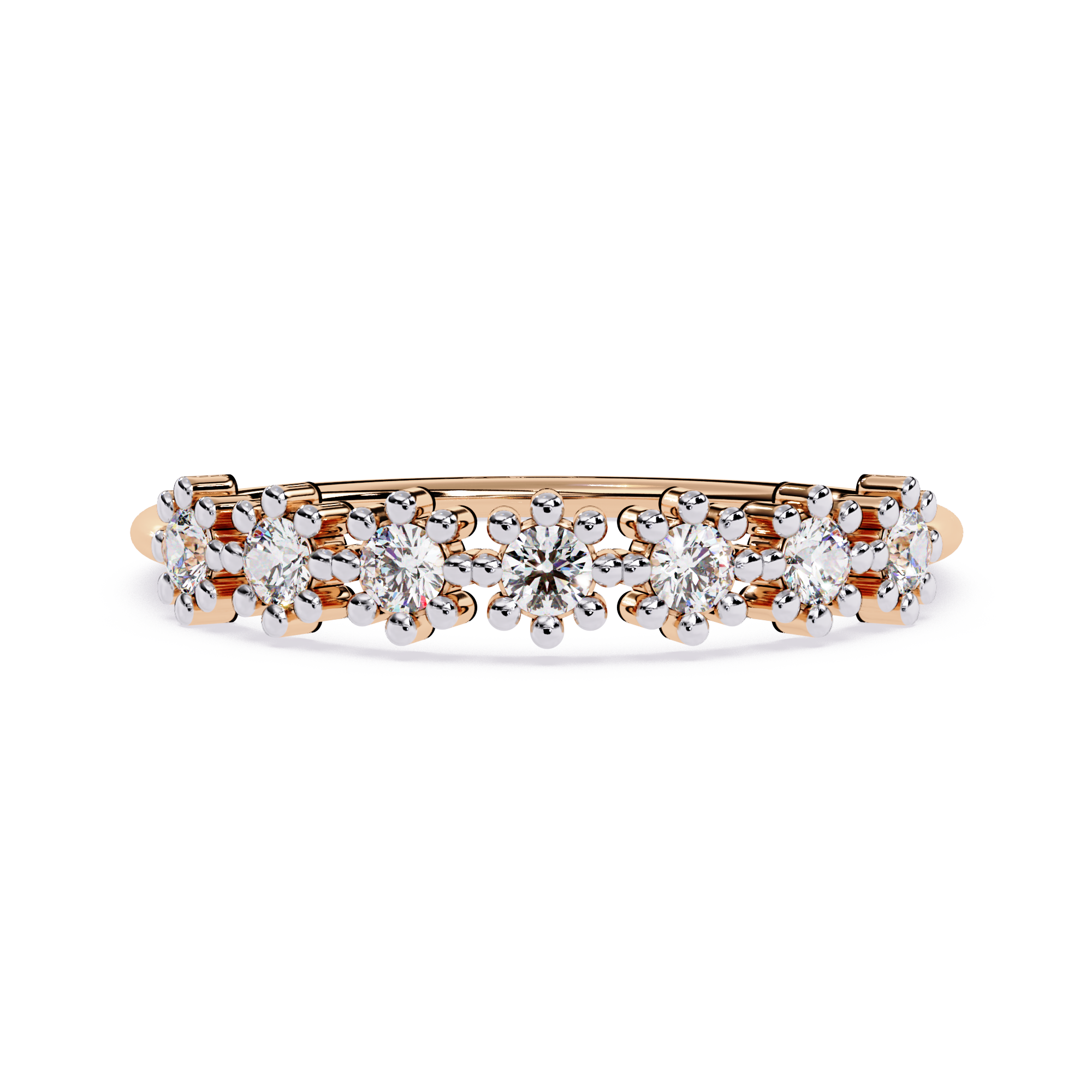 Floral Diamond Ring – Floral Cluster Elegant Flower Design Half Eternity Band – Lustraa’s Floral Ring