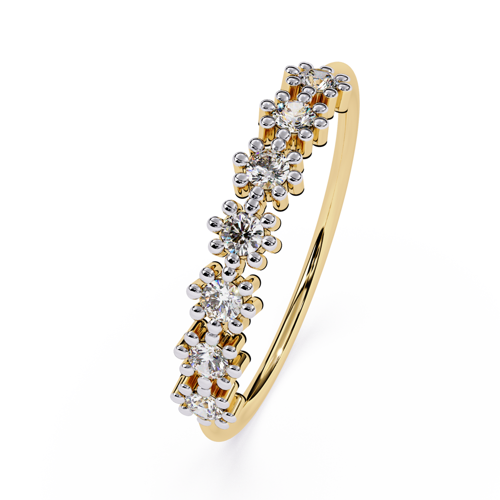 Floral Diamond Ring – Floral Cluster Elegant Flower Design Half Eternity Band – Lustraa’s Floral Ring