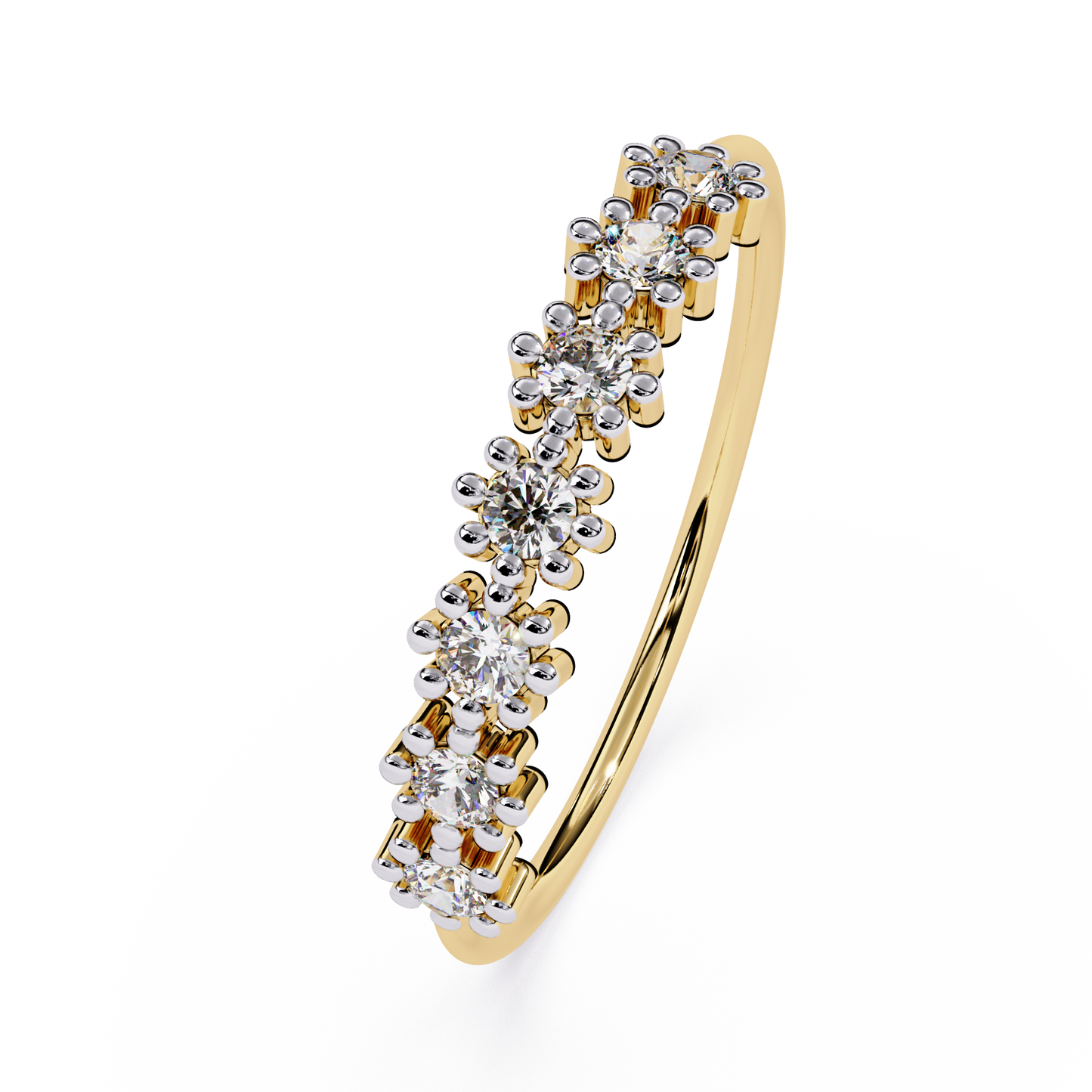 Floral Cluster Diamond Ring– Elegant Flower Design Band -Half Eternity Floral Design -Lustraa’s Floral Ring