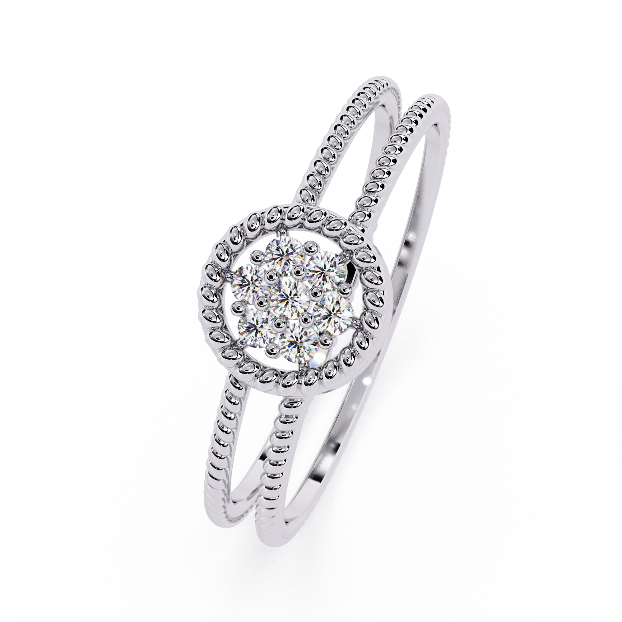 Cluster Dual Band Floral Inspired Designer Statement Ring -Lustraa’s Floral Ring