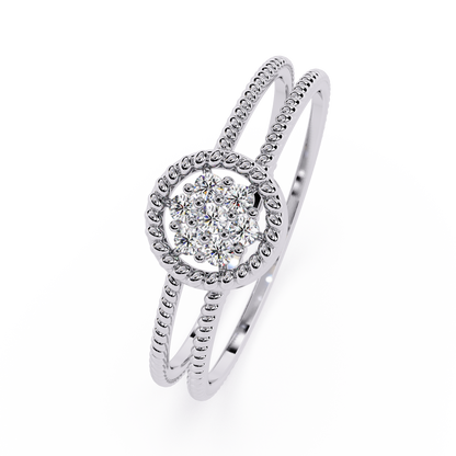 Cluster Diamond Ring with Dual Band – Floral-Inspired Designer Ring - Dual Band Statement Ring -Lustraa’s Floral Ring