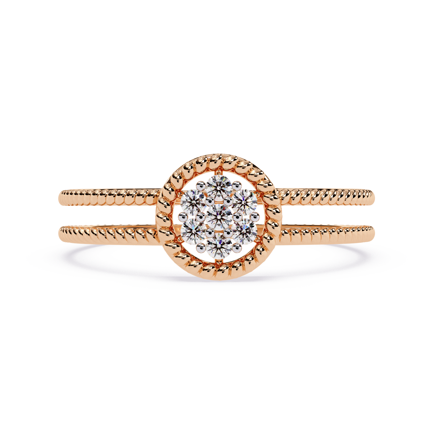 Cluster Diamond Ring with Dual Band – Floral-Inspired Designer Ring - Dual Band Statement Ring -Lustraa’s Floral Ring
