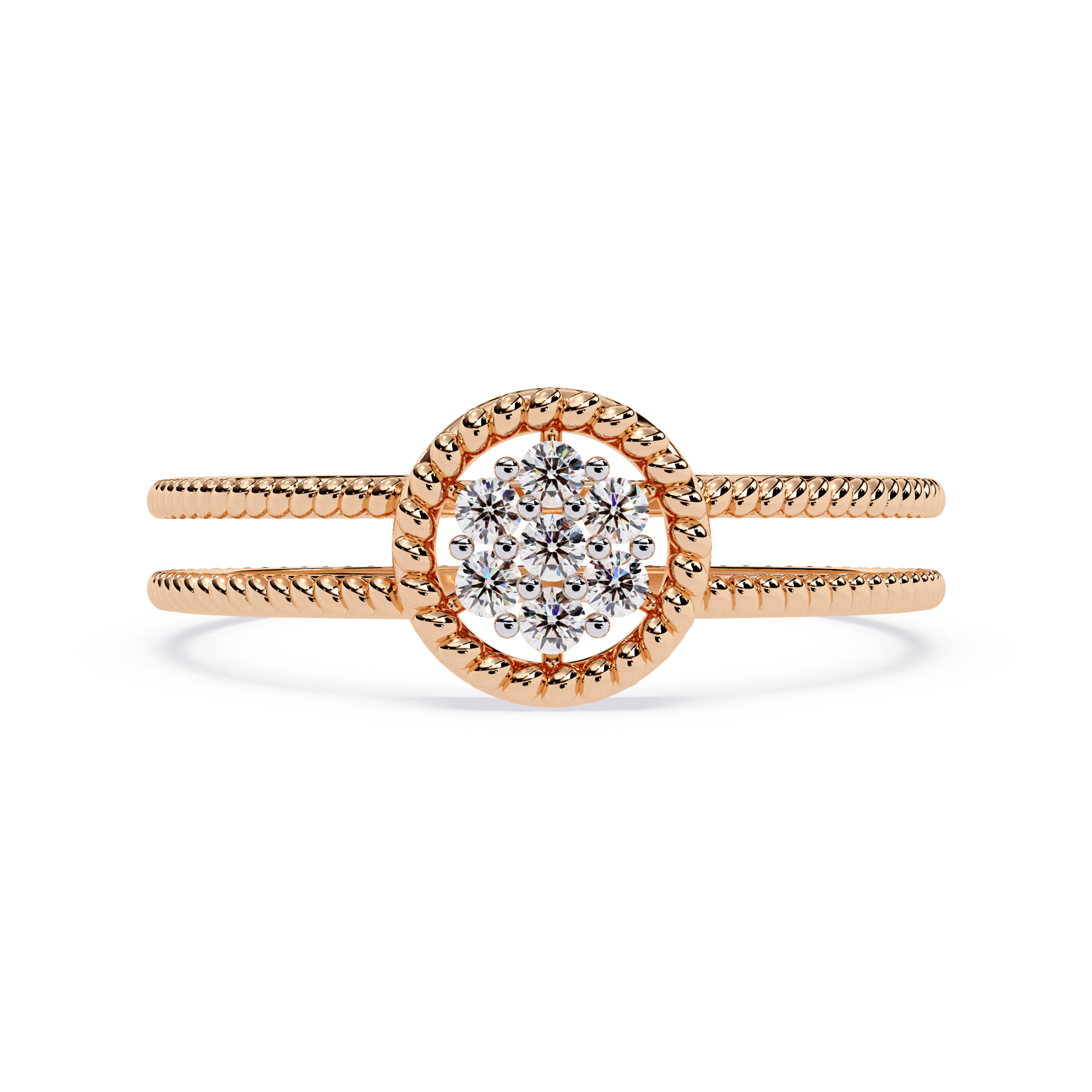 Cluster Dual Band Floral Inspired Designer Statement Ring -Lustraa’s Floral Ring