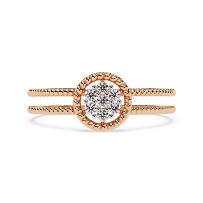 Cluster Diamond Ring with Dual Band – Floral-Inspired Designer Ring - Dual Band Statement Ring -Lustraa’s Floral Ring