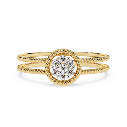 Cluster Diamond Ring with Dual Band – Floral-Inspired Designer Ring - Dual Band Statement Ring -Lustraa’s Floral Ring