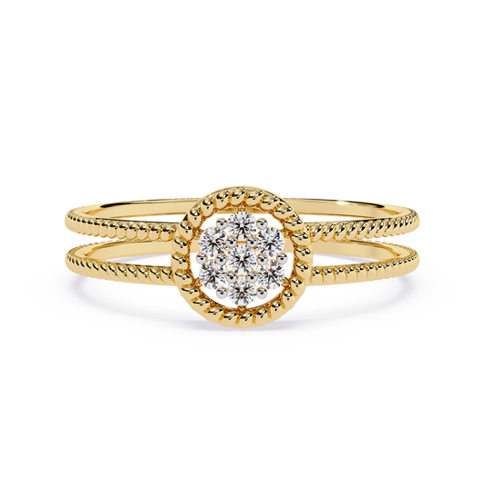 Cluster Diamond Ring with Dual Band – Floral-Inspired Designer Ring - Dual Band Statement Ring -Lustraa’s Floral Ring