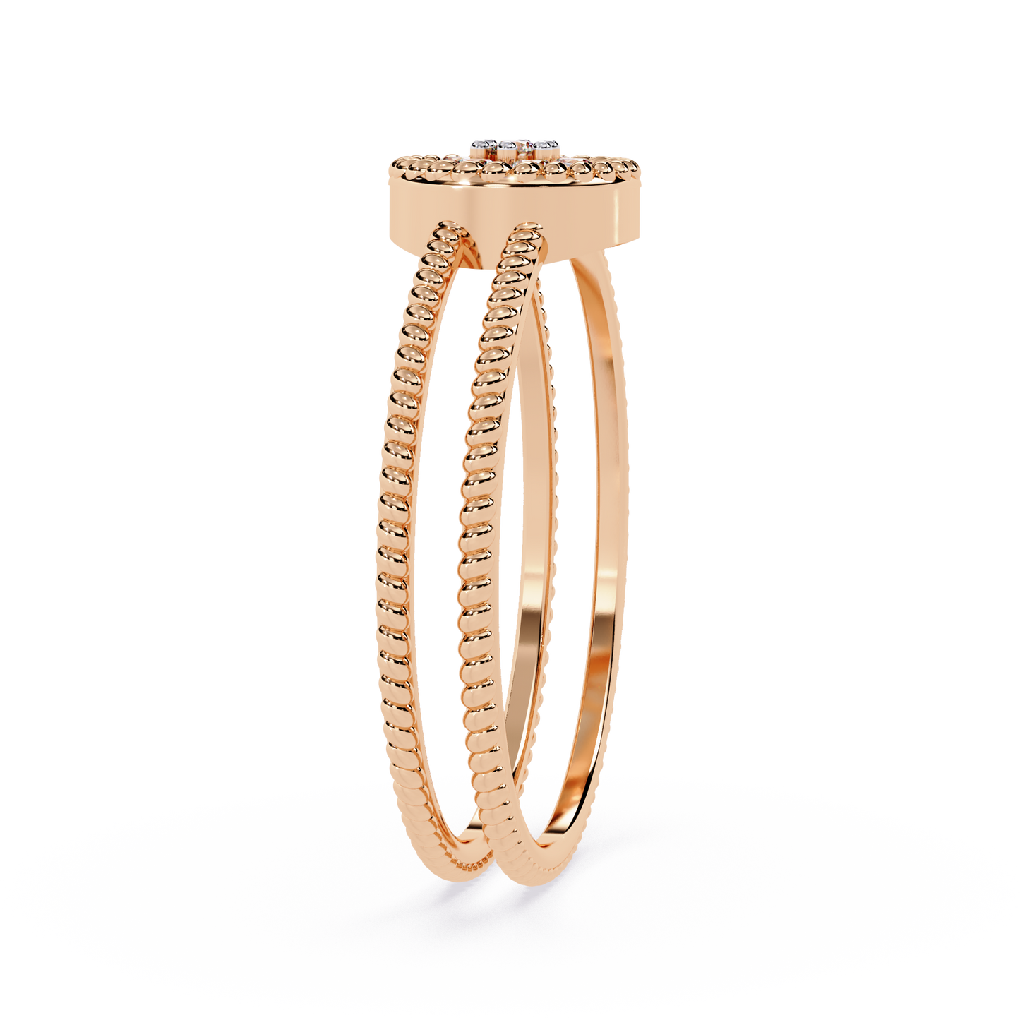 Cluster Diamond Ring with Dual Band – Floral-Inspired Designer Ring - Dual Band Statement Ring -Lustraa’s Floral Ring