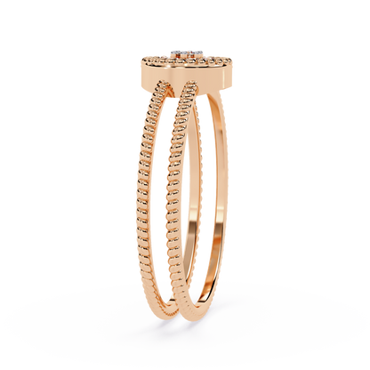 Cluster Diamond Ring with Dual Band – Floral-Inspired Designer Ring - Dual Band Statement Ring -Lustraa’s Floral Ring