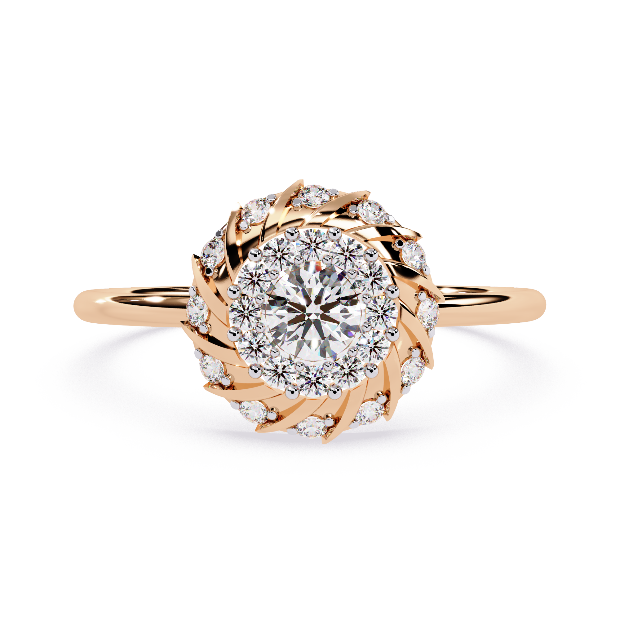 Halo Twist Designer Statement Floral Engagement Ring -Lustraa’s Floral Rings