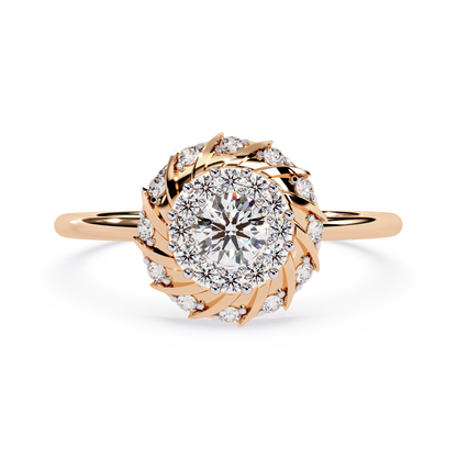 Halo Twist Diamond Ring– Designer Statement Ring- Floral Diamond Engagement Ring -Lustraa’s Floral Ring