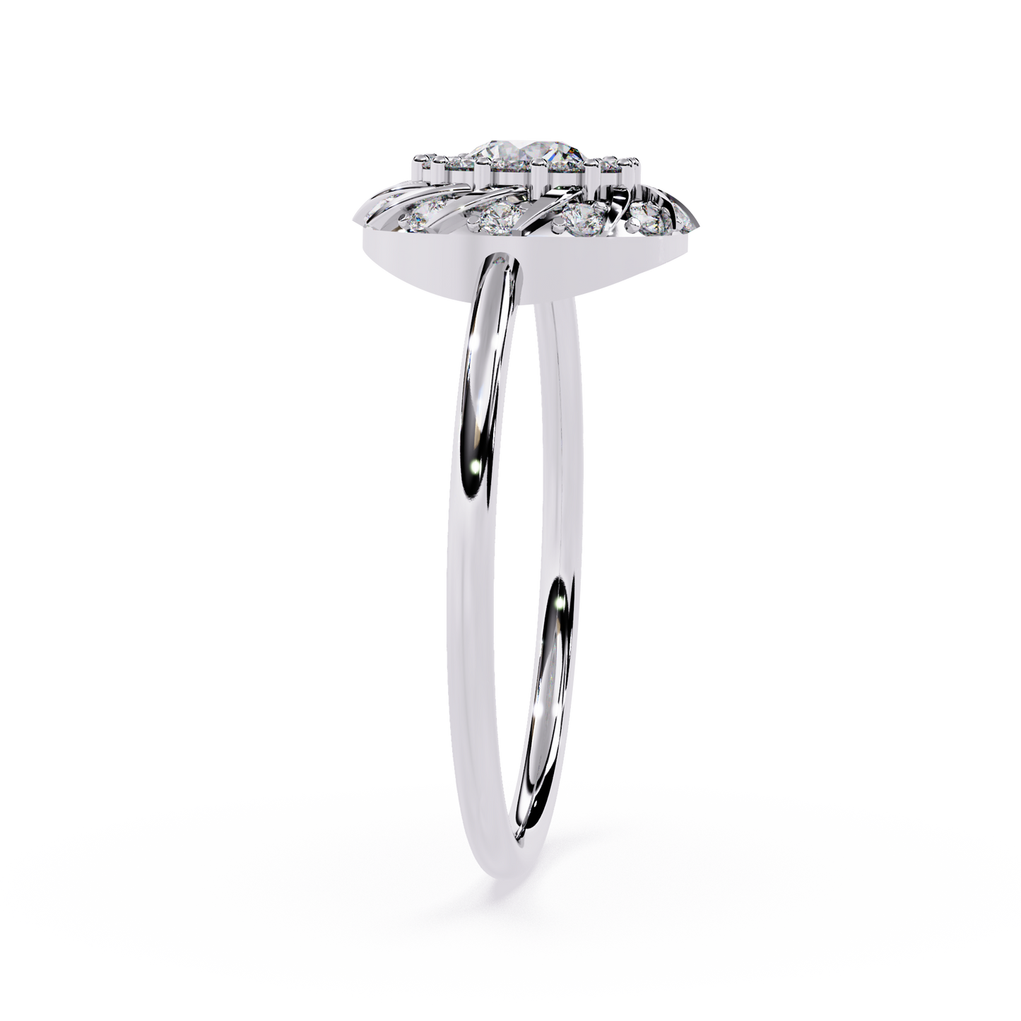 Halo Twist Diamond Ring– Designer Statement Ring- Floral Diamond Engagement Ring -Lustraa’s Floral Ring