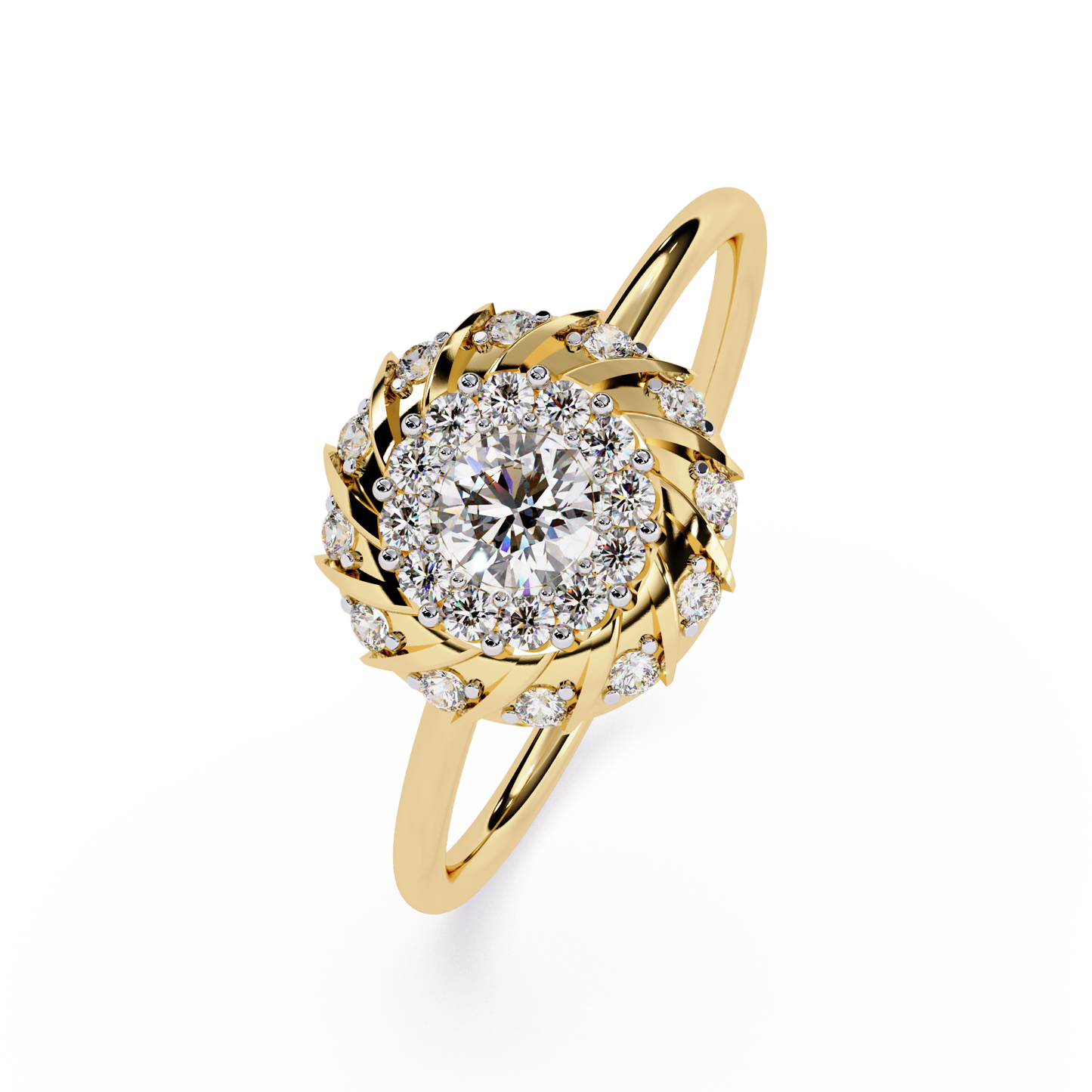 Halo Twist Diamond Ring– Designer Statement Ring- Floral Diamond Engagement Ring -Lustraa’s Floral Ring