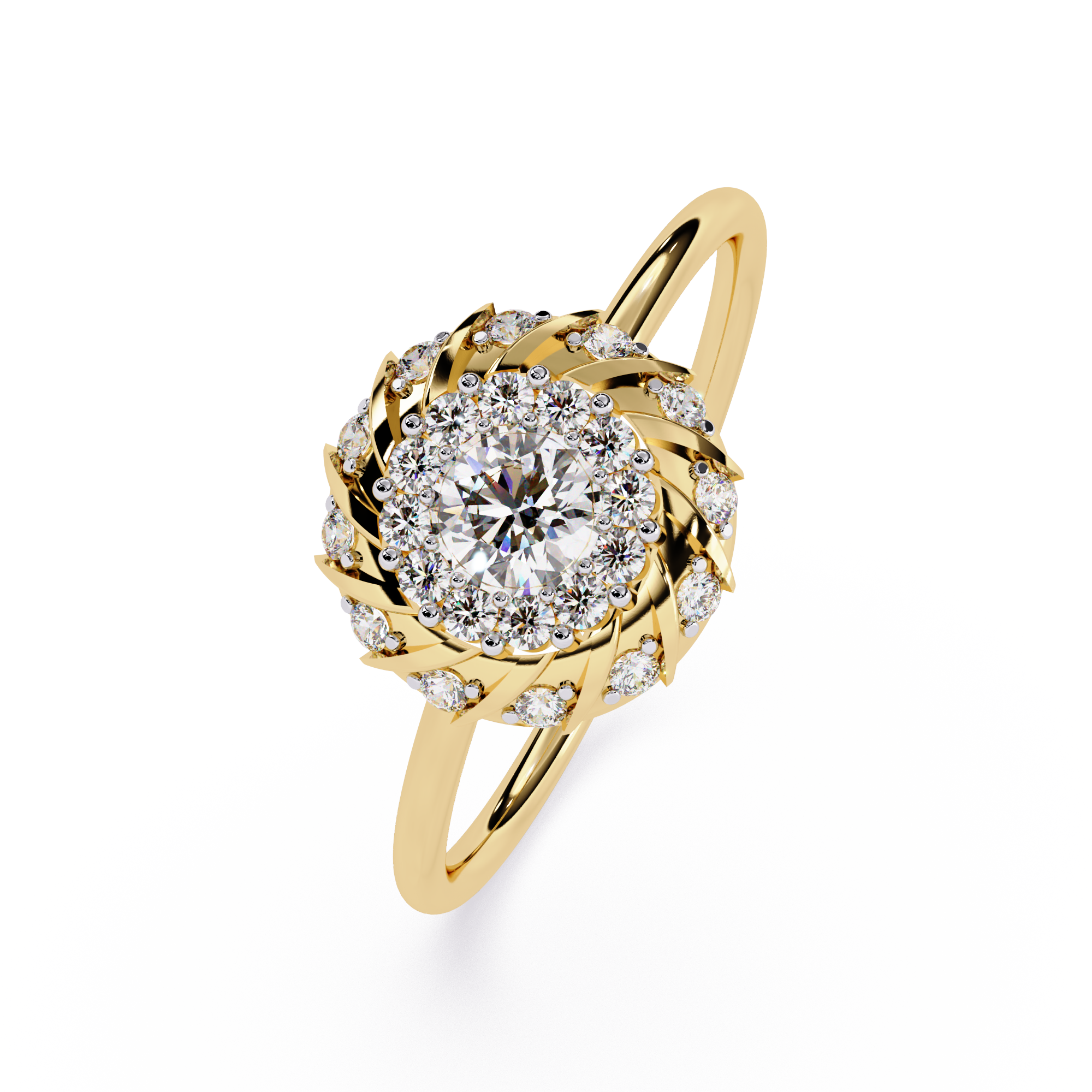 Halo Twist Designer Statement Floral Engagement Ring -Lustraa’s Floral Rings