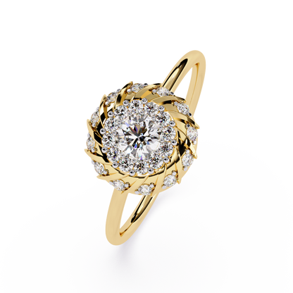 Halo Twist Diamond Ring– Designer Statement Ring- Floral Diamond Engagement Ring -Lustraa’s Floral Ring