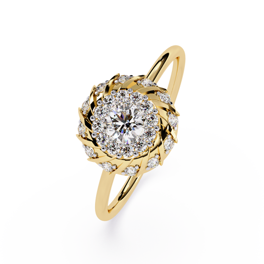Halo Twist Diamond Ring– Designer Statement Ring- Floral Diamond Engagement Ring -Lustraa’s Floral Ring