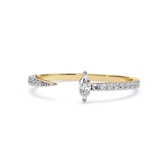 Modern Open Band Ring with Marquise Lab Grown Diamond – Minimalist Marquise Cut Ring – Open Band Engagement Ring - Lustraa’s Open Band Ring